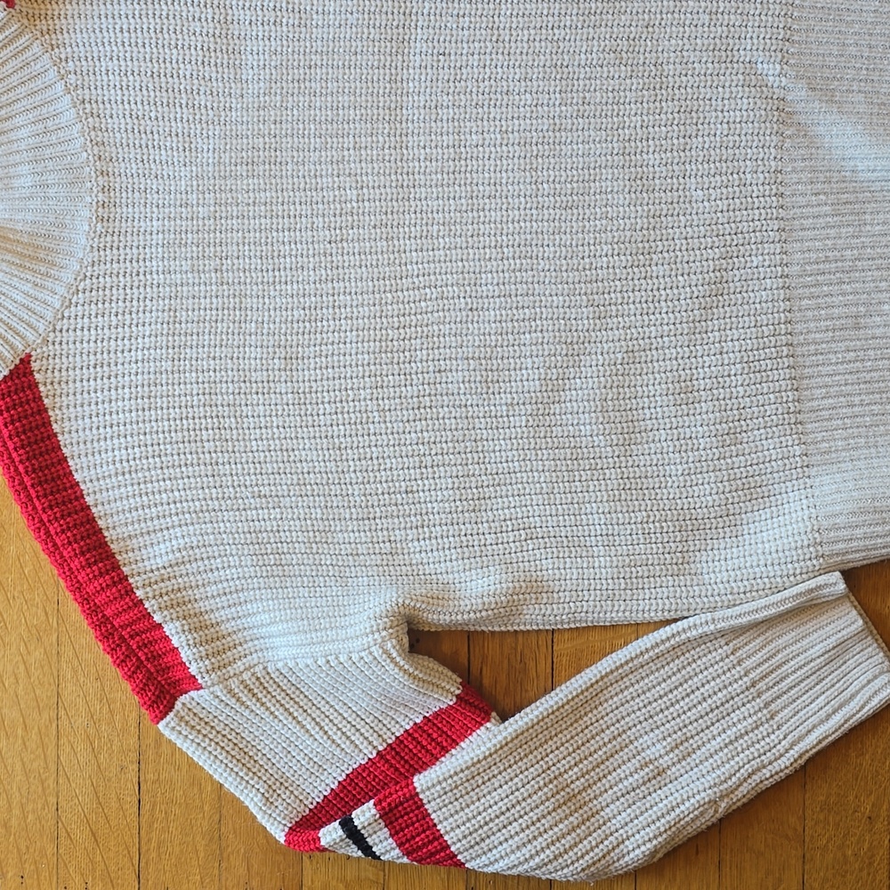 Sanctuary, Mock Neck Sweater, Ivory/Red/Black, EUC, Women's L - Picture 6 of 10